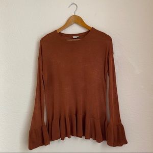 CREMIEUX Bell Ruffle Long Sleeve Light Sweater